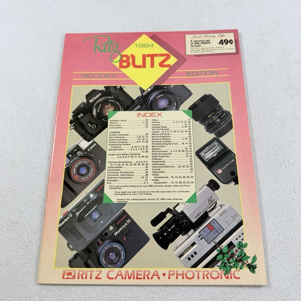 Vintage Ritz Blitz 1984 Holiday Edition Camera Catalog Nikon Canon Minolta
